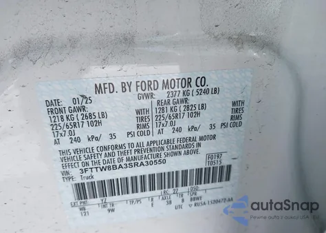 2025 Ford Maverick Xl from USA, damaged, VIN 3FTTW8BA3SRA30550